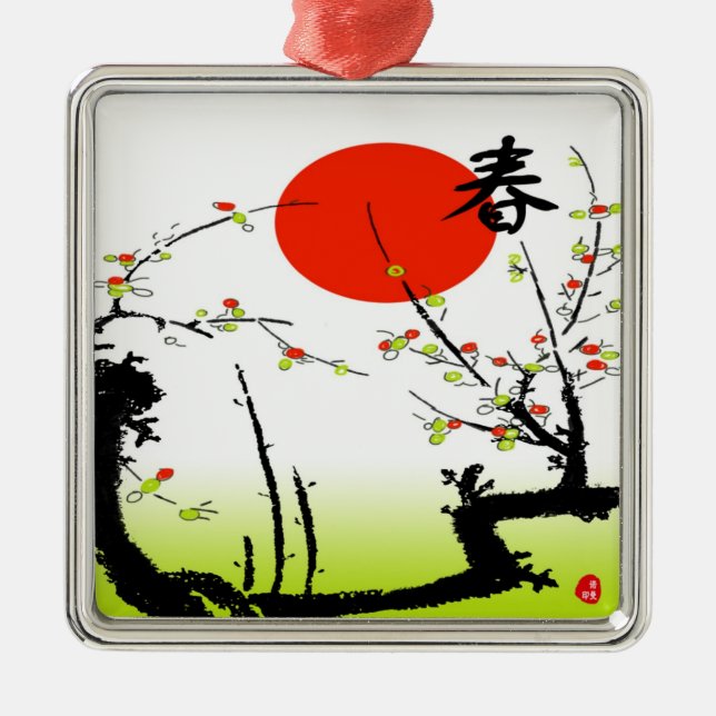 Frühlingsdekoration Silbernes Ornament (Vorne)