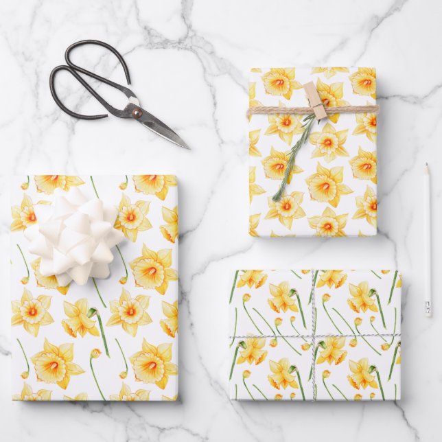 Frühlingsduft Gelb Rustikale Blüte Geschenkpapier Set (Vorderseite)
