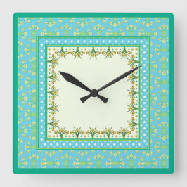 Frühlingsdüster an der Grenze und Polka Dots Wall Quadratische Wanduhr