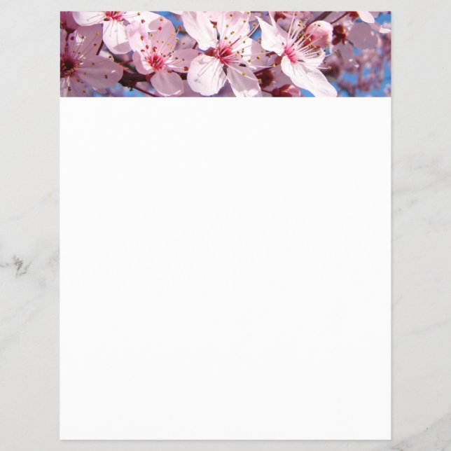 Frühlingserie Flyer Papier Pink Tree Blüten Blauer (Vorne)