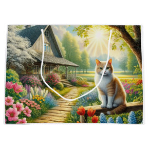Frühlingserie Hütte/Garten & Katze Große Geschenktüte
