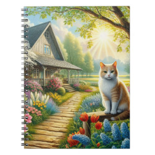 Frühlingserie Hütte/Garten & Katze Notizblock
