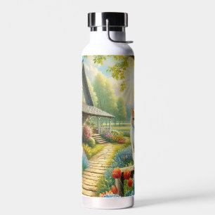 Frühlingserie Hütte/Garten & Katze Trinkflasche