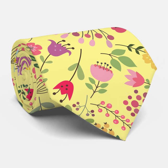 Frühlingserlebnis-Wildblumen Blumendesign auf Butt Krawatte (Gerollt)