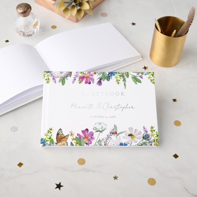 Frühlingserlebnisse Wildblumen Hochzeit Gästebuch (Vorderseite Offen)