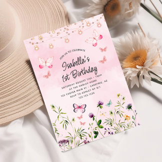 Frühlingseröffnungsfeier Wildblume Butterfly1 Gebu Einladung