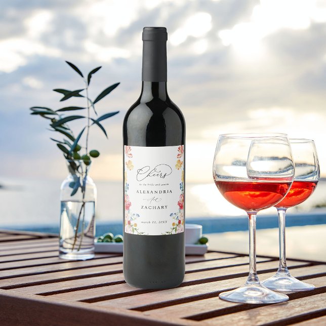 Frühlingsfarbe Florals Weinetikett (Von Creator hochgeladen)