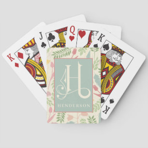 Frühlingsfarbe und Muster H Monogramm, Fahrradwied Spielkarten