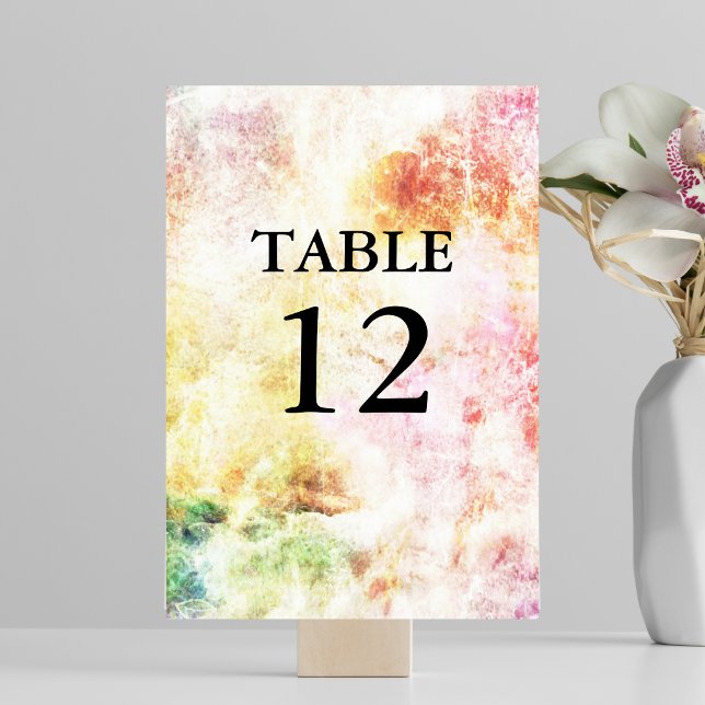 Frühlingsfarben Abstrakte Hochzeitsfeier Tischnumm Tischnummer (Spring Colors Abstract Wedding Table Number)