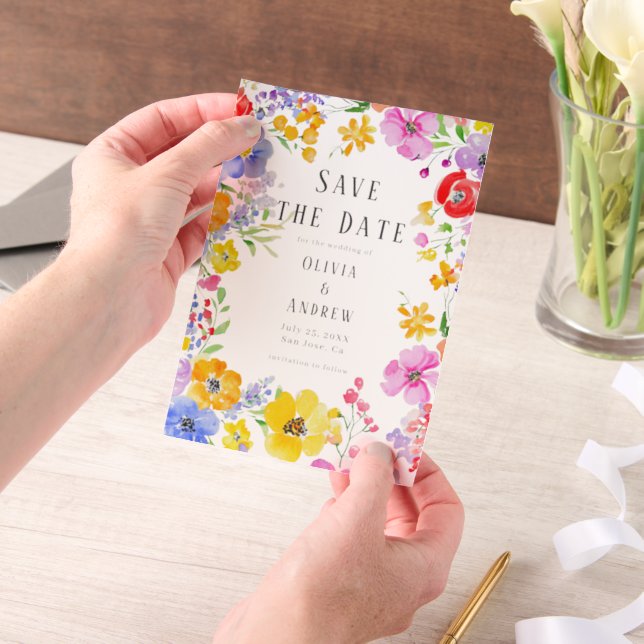Frühlingsfarben-Blume Hochzeitssache Datum speiche (Handgehalten)