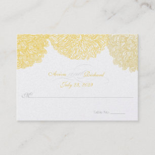 Frühlingsfarben Gold Blumentisch Platzkarte