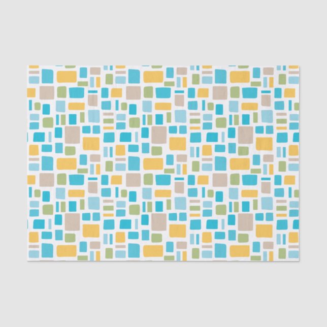 Frühlingsfarben Wonky-Quadrate und Rechtecke Seidenpapier (Vorderseite)