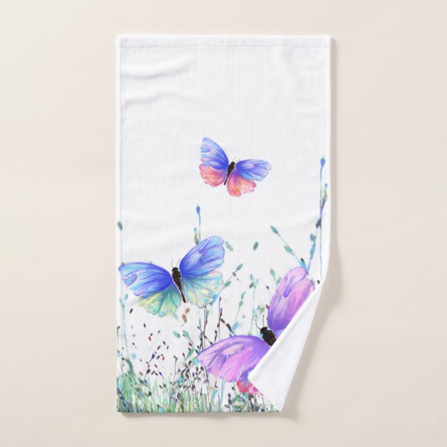 Frühlingsfarbenfrohe Schmetterlinge Fliegendes Bad Badhandtuch Set (Handtuch)