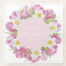 Frühlingsfarbige Blume Kindergeburtstag Glasuntersetzer