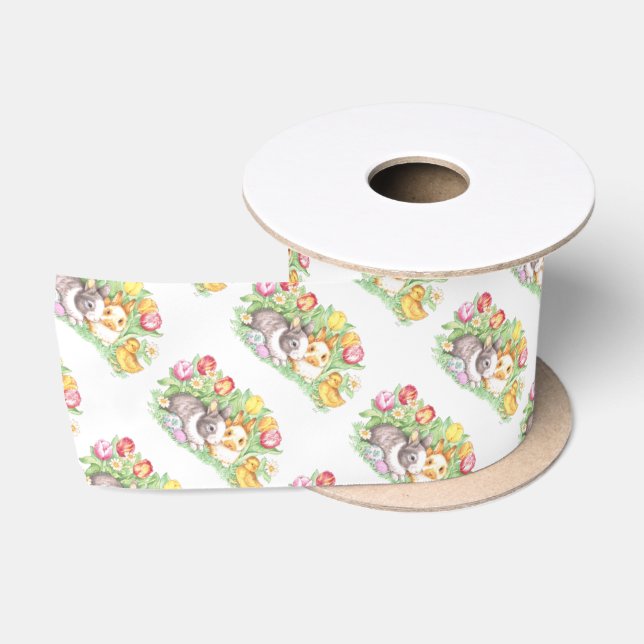 Frühlingsferien Ostern Bunnies Ribbon Satinband (Spule)