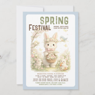Frühlingsfest Süße Häschen Blumen Oster- Einladung