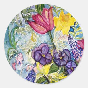 Frühlingsflora Runder Aufkleber