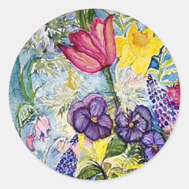 Frühlingsflora Runder Aufkleber (Vorderseite)