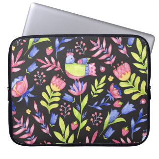 Frühlingsfloral: Aquarellfarben Nahtloses Muster Laptopschutzhülle