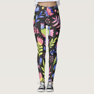 Frühlingsfloral: Aquarellfarben Nahtloses Muster Leggings