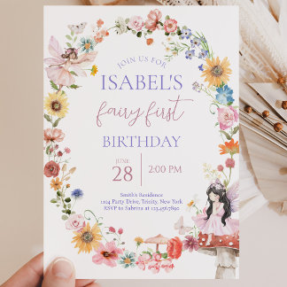 Frühlingsfloral Fairy Erster Geburtstag Einladung
