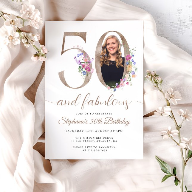 Frühlingsfloral Foto 50. Geburtstag Einladung (Von Creator hochgeladen)