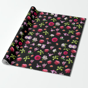 Frühlingsfloral Foto Schwarzer Hintergrund drucken Geschenkpapier