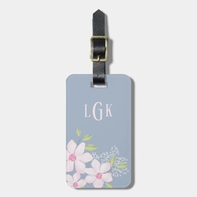Frühlingsfloral Gepäckstück mit Lederband Gepäckanhänger (Vorderseite vertikal)