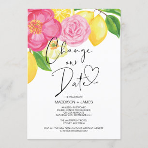 Frühlingsfloral Lemon verändern das Datum Hochzeit Einladung