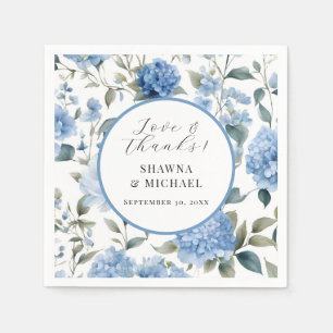 Frühlingsfloral Modernes Elegantes Blau bei weißer Serviette