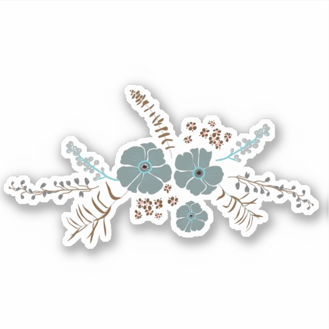 Frühlingsfloral Motif Aquamarin Pink Gray Whimsica Aufkleber (Vorderseite)