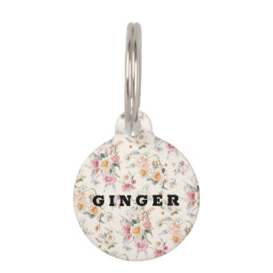 Frühlingsfloral PERSONALISIERT Haustiermarke