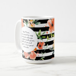 Frühlingsfloral | Schwarzer Streifen | Foto der Mu Kaffeetasse