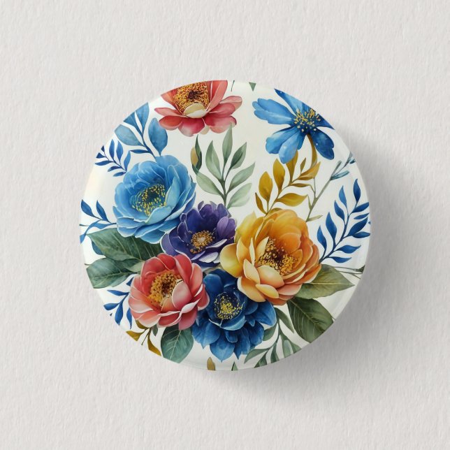 Frühlingsfloraldrucke Button (Vorderseite)