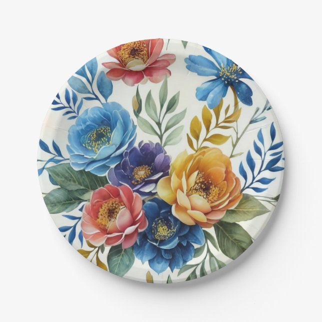 Frühlingsfloraldrucke Pappteller (Vorderseite)