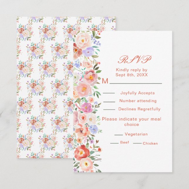 Frühlingsflorale Blume Hochzeit RSVP Karte (Vorne/Hinten)