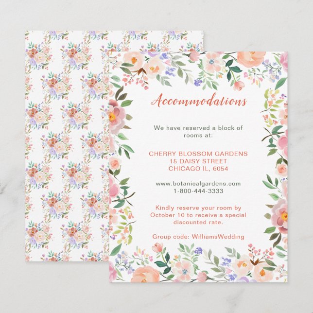 Frühlingsflorale Blume Hochzeitskarte Begleitkarte (Vorne/Hinten)