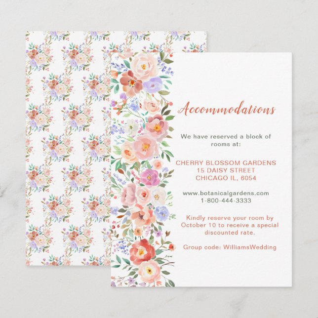 Frühlingsflorale Blume Hochzeitskarte Begleitkarte (Vorne/Hinten)