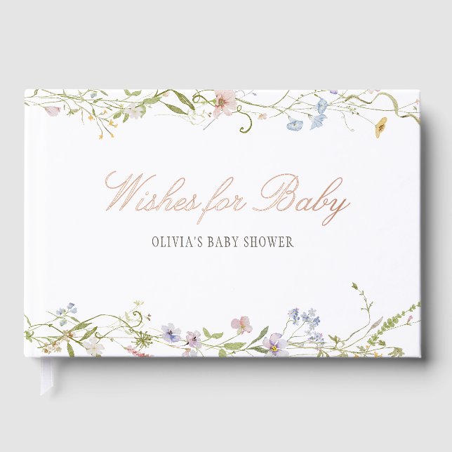 Frühlingsflorale Border Baby Dusche Gästebuch (Vorderseite)