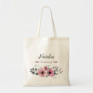 Frühlingsflorale Bridesmaid rosa und grau moderne Tragetasche
