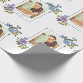 Frühlingsflorale Foto Rahmen Personalisierte Hochz Geschenkpapier