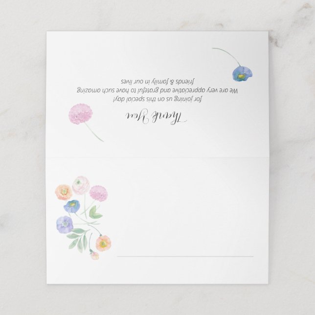 Frühlingsflorale Hochzeiten Platzkarten (Außenseite Aufgefaltet)