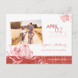 Frühlingsflorale Hochzeitsfeier Save the Date Foto Ankündigungspostkarte