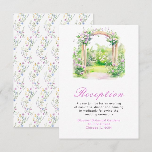 Frühlingsflorale Hochzeitstorch Empfang Begleitkarte (Vorne/Hinten)
