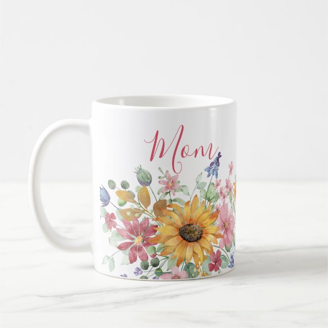 Frühlingsflorale Personalisierte Mama Kaffeetasse (Links)