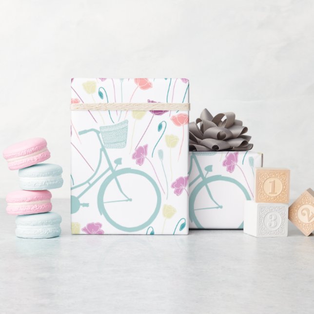 Frühlingsflorale Pflaume Minzgelb Retrorad Geschenkpapier (Babyparty)