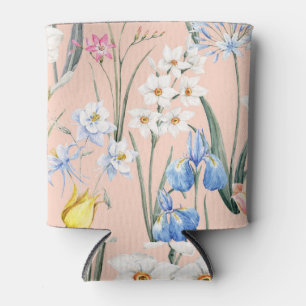 Frühlingsflorale, Retro-Tapete. Dosenkühler