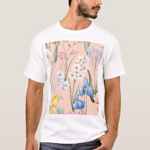 Frühlingsflorale, Retro-Tapete. T-Shirt