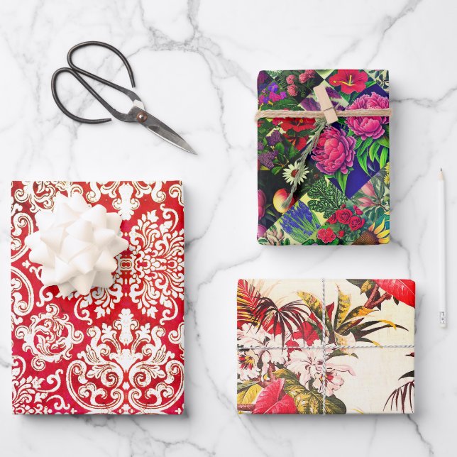 Frühlingsflorale Set, Woodbury & Hollywood Floral Geschenkpapier Set (Vorderseite)