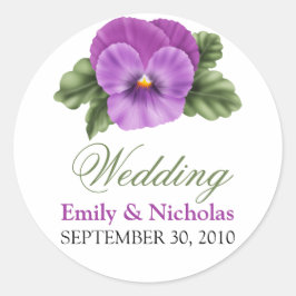 Frühlingsflorale Stiefmütterchen Hochzeit Einladun Runder Aufkleber